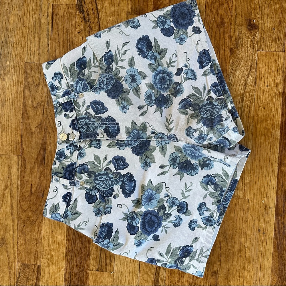 Vintage floral denim shorts